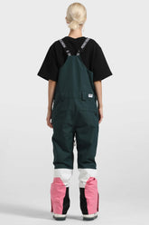 Women's Green & White Multi-Pocket Snow Bibs